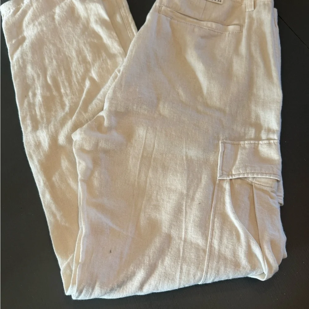 Banana Republic Cream Linen-Blend Pants 32x34